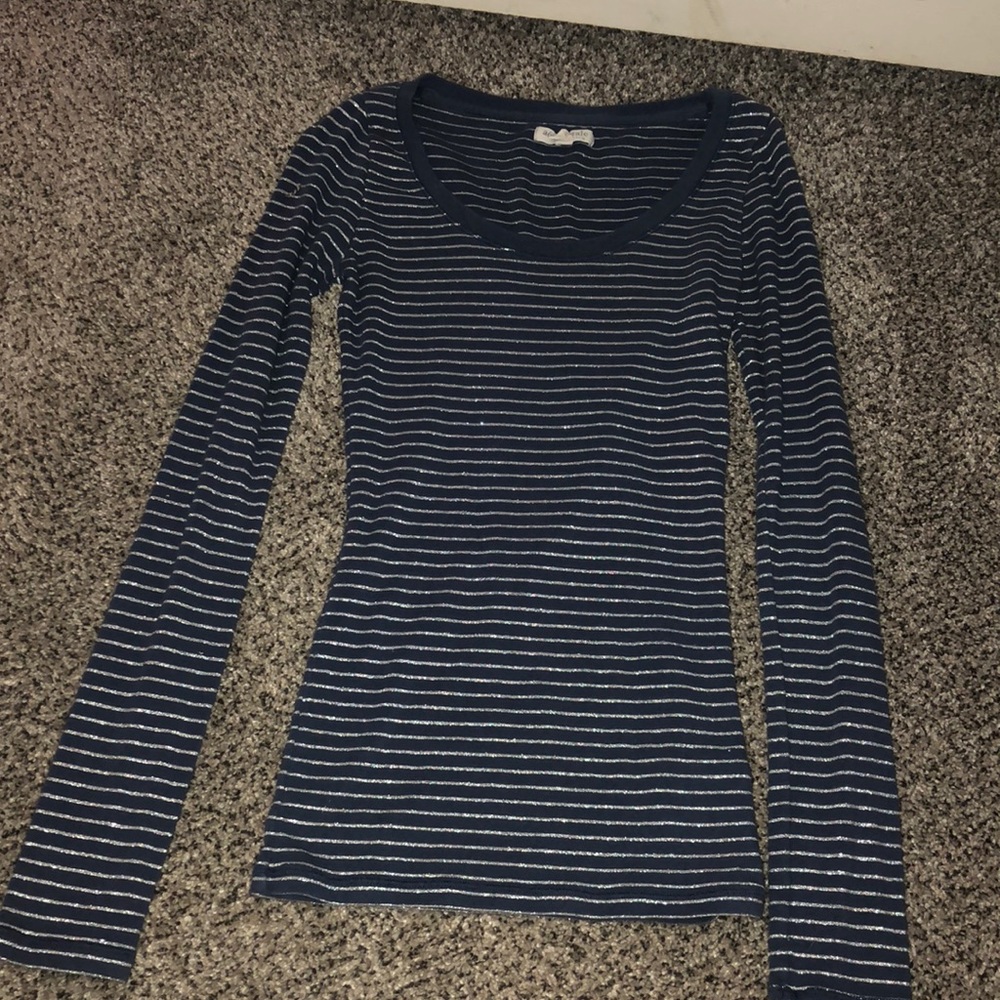 Navy long sleeve striped top